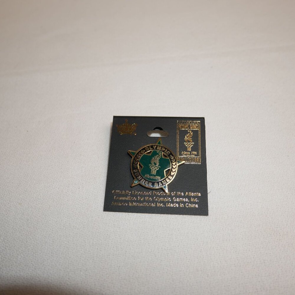 1996 Olympic Games Atlanta Pin Badge Black & Gold Star Design VTG Collectible - Picture 1 of 5